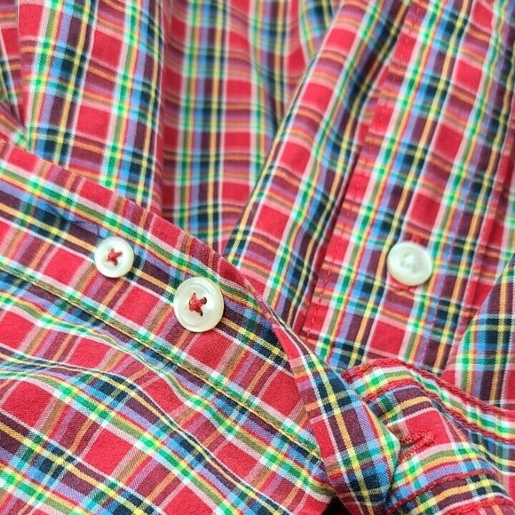 Chaps Men's SZ:M Red Blue Green Plaid Button Shirt - Picture 3 of 10